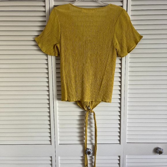 The Impeccable Pig v neck short sleeve blouse yellow women’s small - Picture 3 of 15